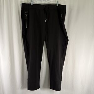 Chico's Joggers Women's 3.5R Black Pull On Drawstring Zip Pockets High Rise